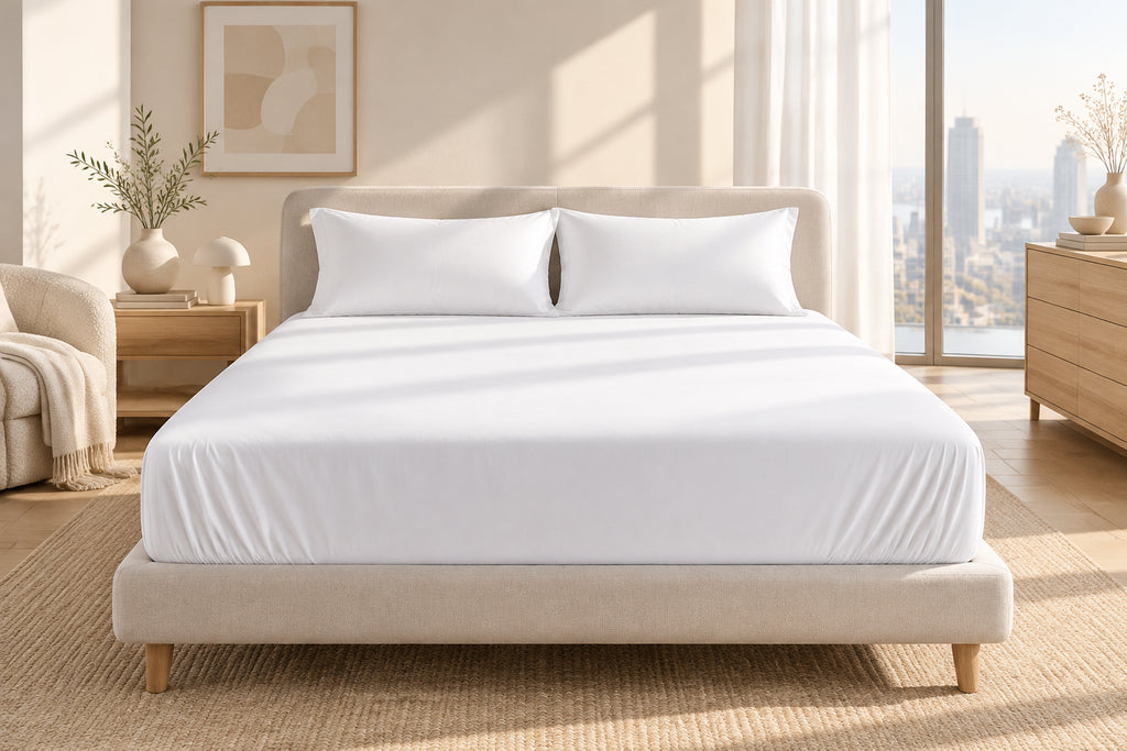 Cotton Fitted Bed Sheet with Elastic | Solid Colors