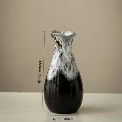 Japanese Style Ceramic Kiln Glazed Retro Vase Handmade Flower Arrangement Decoration Living Room Foyer Vase