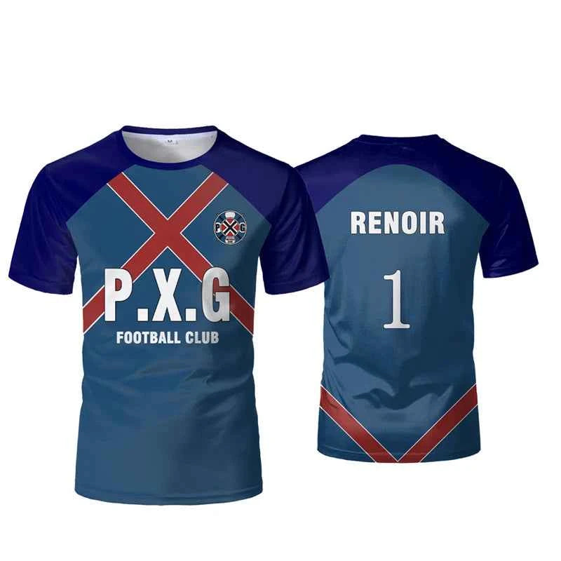 Paris X Gen P.X.G Blue Lock Japanese Anime Jersey Football Uniform No.9 Rin Shidou Cosplay T Shirts Customized Name Number Tops