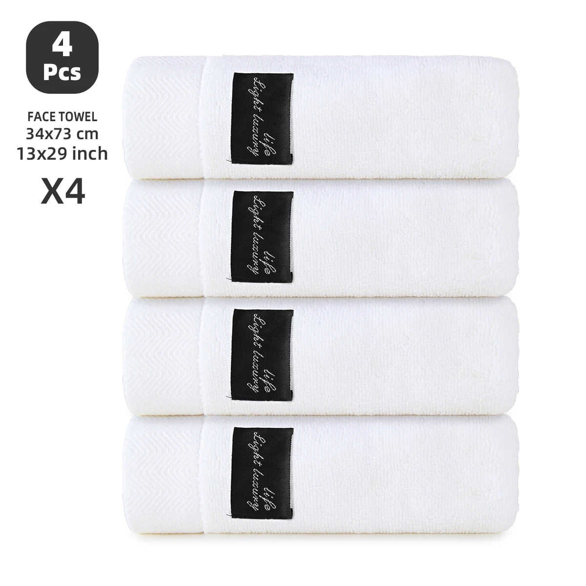 4-Pack 100% Cotton Towels, Soft & Comfortable, High Water Absorbency, Hair-Drying