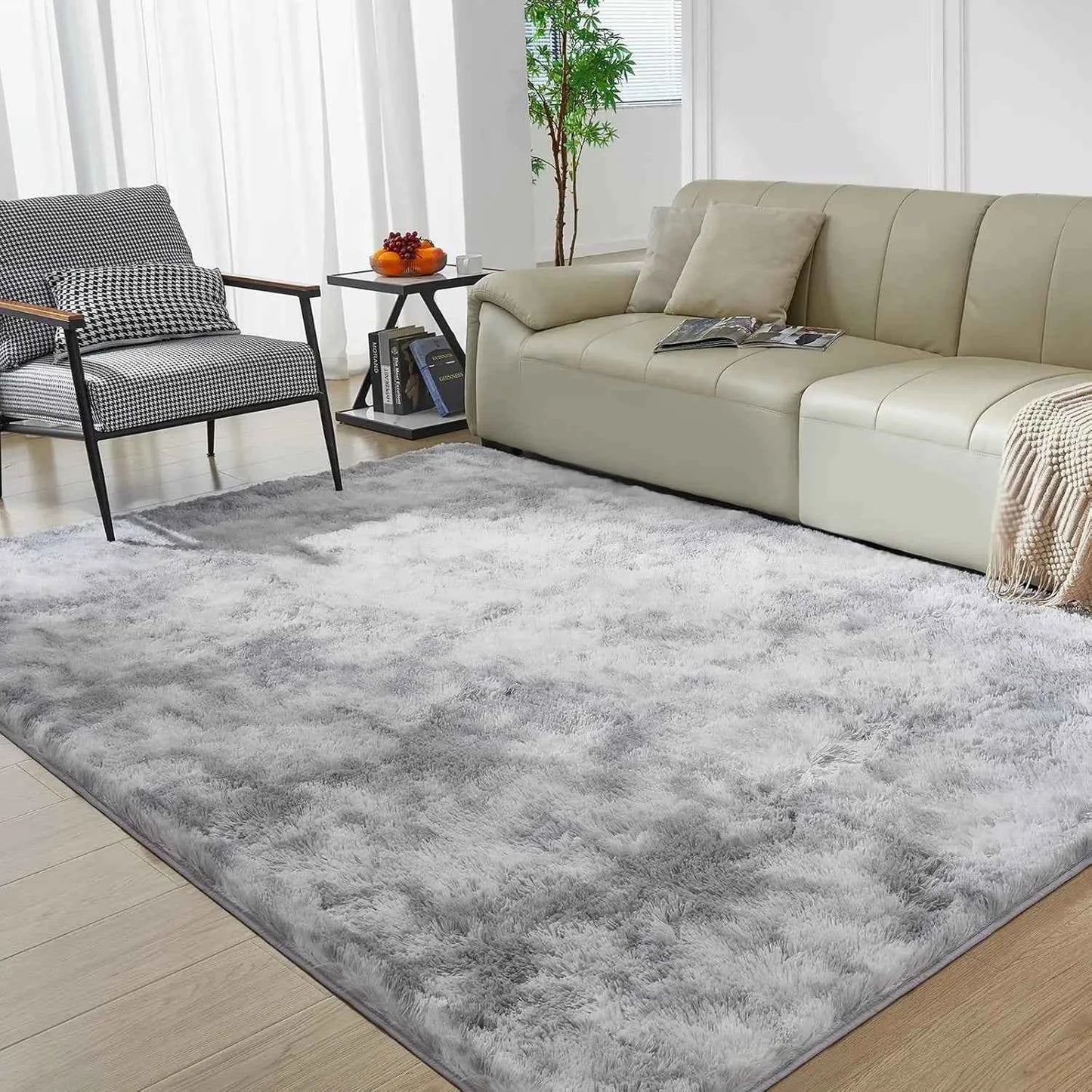 Soft Area Rugs for Living Room Non-Slip Thick Plush Carpets for Winter Anti-Slip Fluffy Artificial Velvet Rugs Soft Gray Carpets