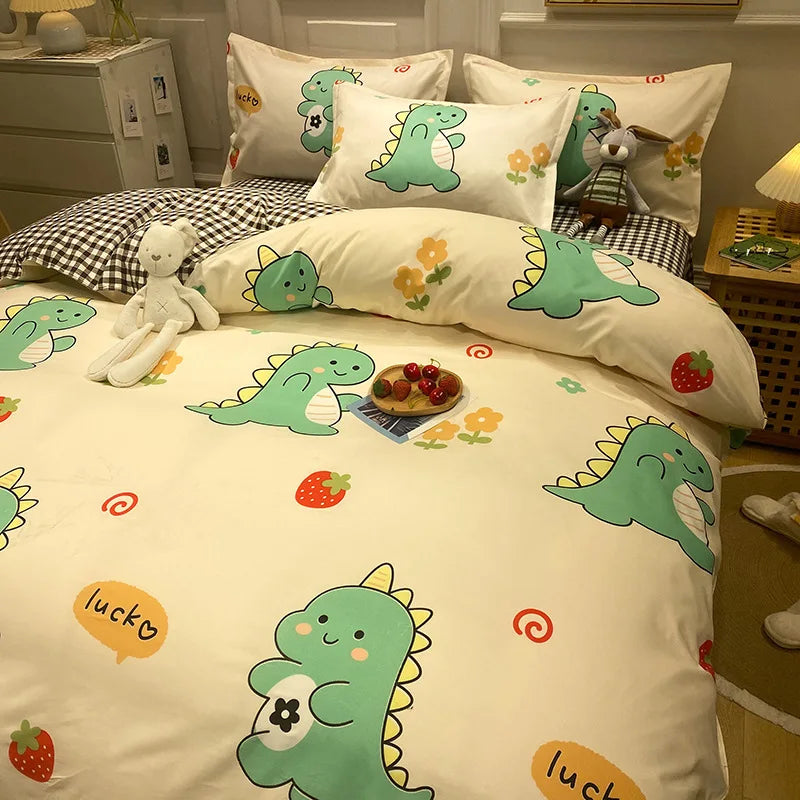 Daisy Print Washed Cotton Duvet Cover Set, King