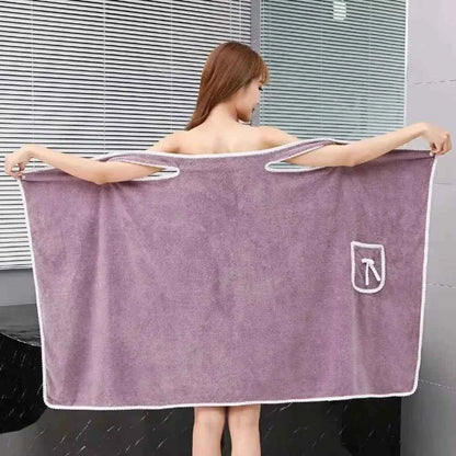 Womens Bath Towels Wearable Bathrobe Bath Towels Clearance Soft and Absorbent Towel Dress Coral Fleece Quick-Dry Shower Bathrobe