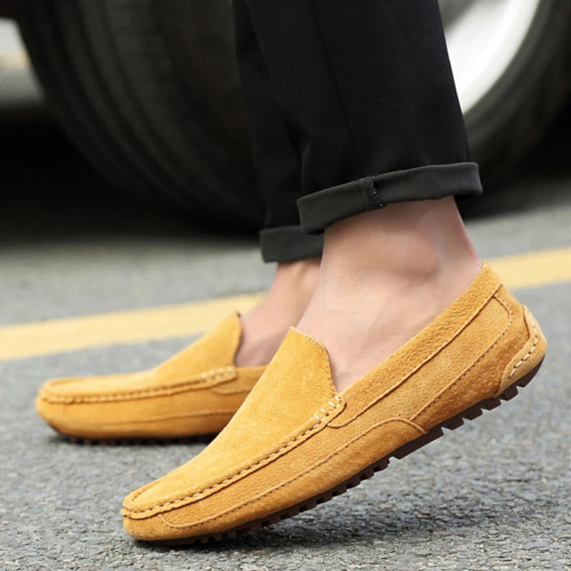 Men's Suede Leather Loafers | Lightweight Luxury Moccasins Handmade Slip-On