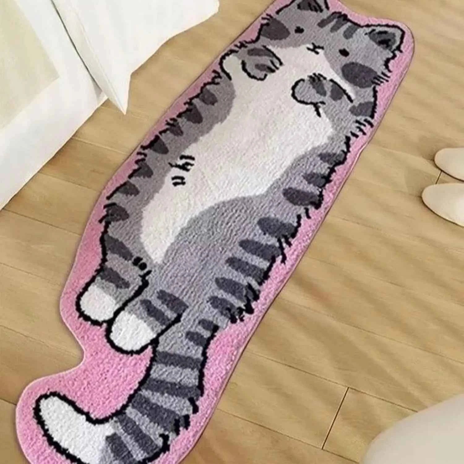 VIKAMA Cartoon Cat Patterned Carpet Home Decor. Provides Warmth For The Living Room And Bedroom Bedside. Non-Slip And Dirt-Proof
