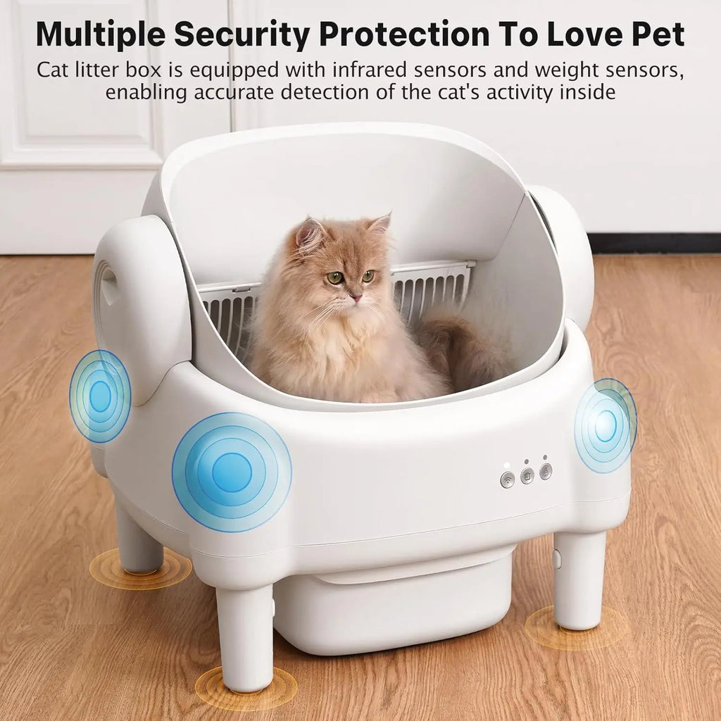 Open-Top Automatic Self-Cleaning Cat Litter Box with App Control
