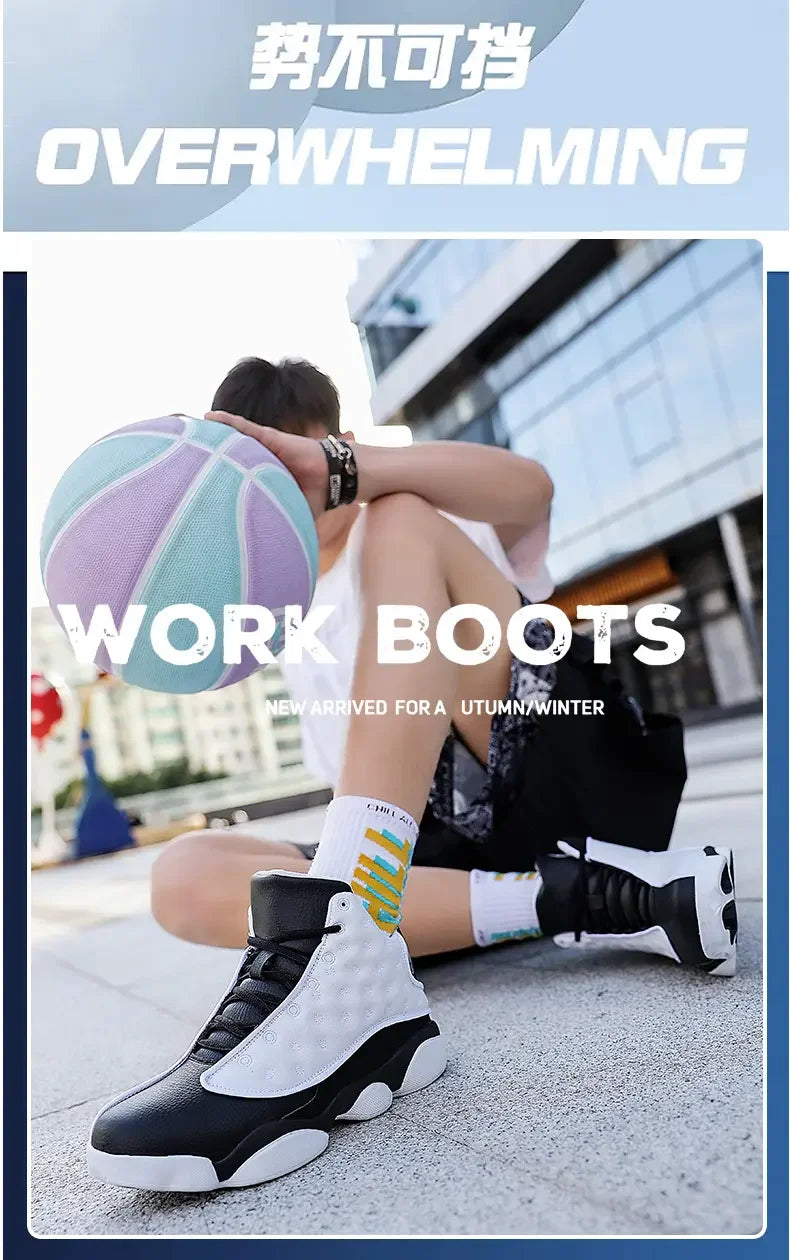 Outdoor Court Basketball Shoes Non Slip Rubber Sole Wear Resistant High Top Design Breathable Comfort Daily Training Athletic