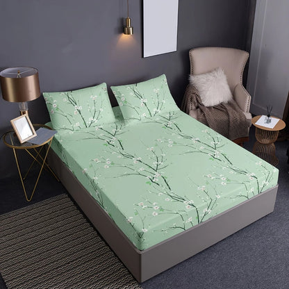 3-Piece Floral Fitted Sheet Set with 2 Pillowcases