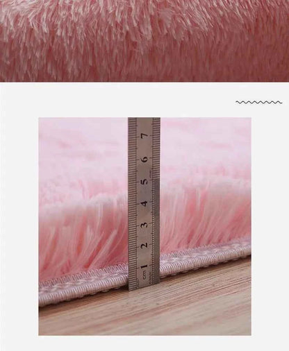 VIKAMA Nordic ins thickened long hair tie-dyed silk hair carpet Modern simple oval bedroom bed rug, living room sofa rug