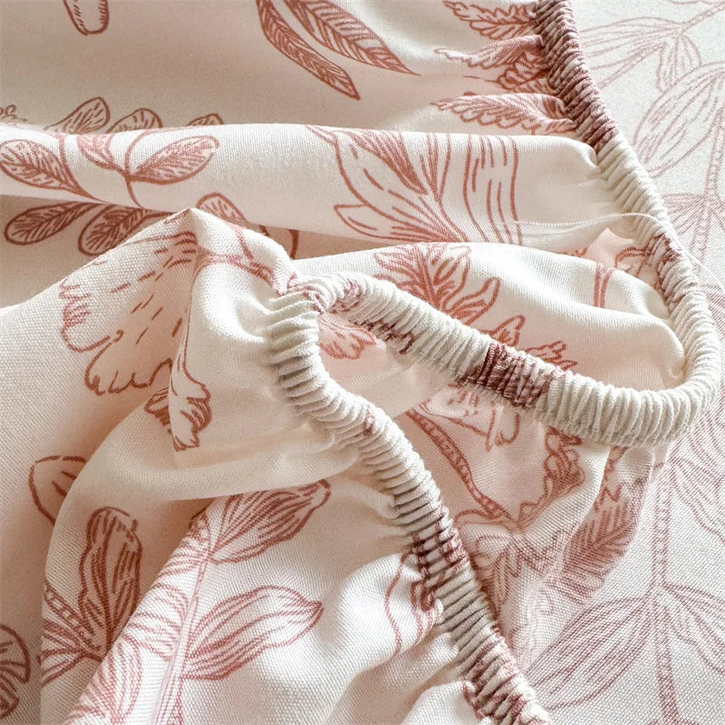 Floral Washed Cotton Fitted Sheet | Single-King