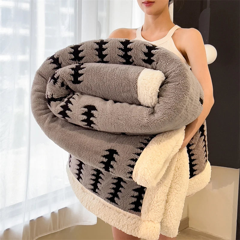 Blanket New Thickened Cloud-feel Fleece Double-layer  Plush Winter Wool Knee Nap Four Seasons Blankets for Sofas Sleeping
