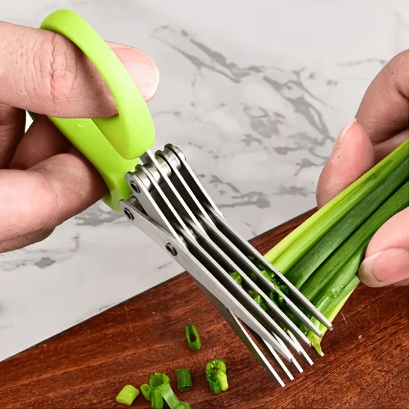 Multi-Layer Stainless Steel Kitchen Scissors for Scallion, Herb and Vegetable Cutting