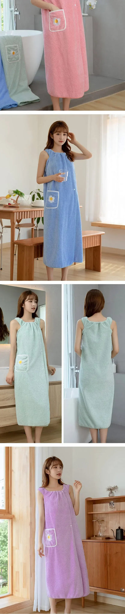 Wearable Bath Wrap Towel, Washable Bathrobe