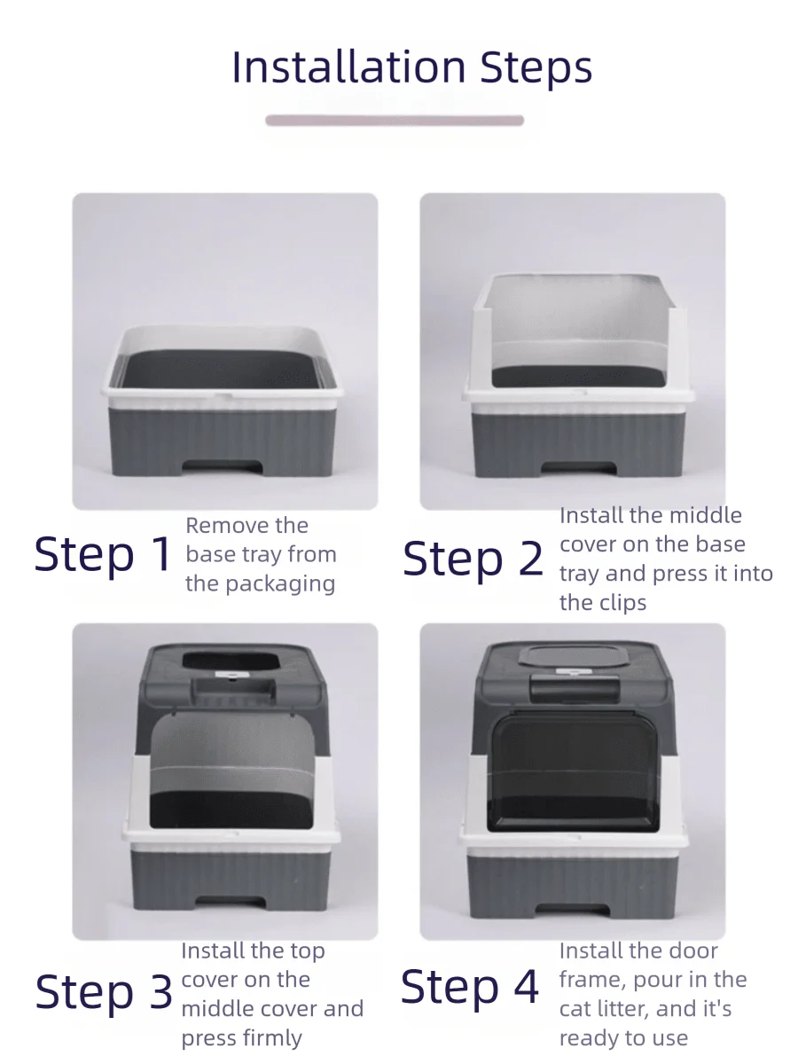 Fully Enclosed Cat Litter Box, Top Entry & Drawer