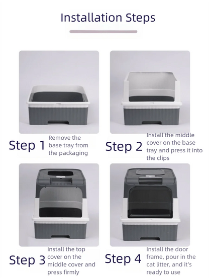 Fully Enclosed Cat Litter Box, Top Entry & Drawer