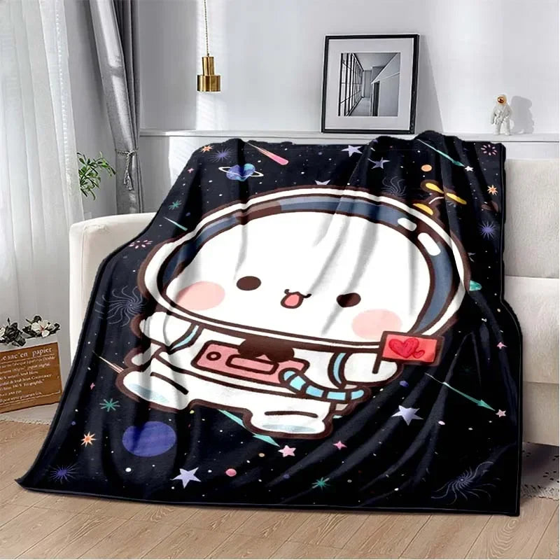 HD Cartoon Printed Bear Dad Blanket Cute Cloth Dudu Series Children's Warm Flannel Soft and Comfortable Home Bed Warm Gift