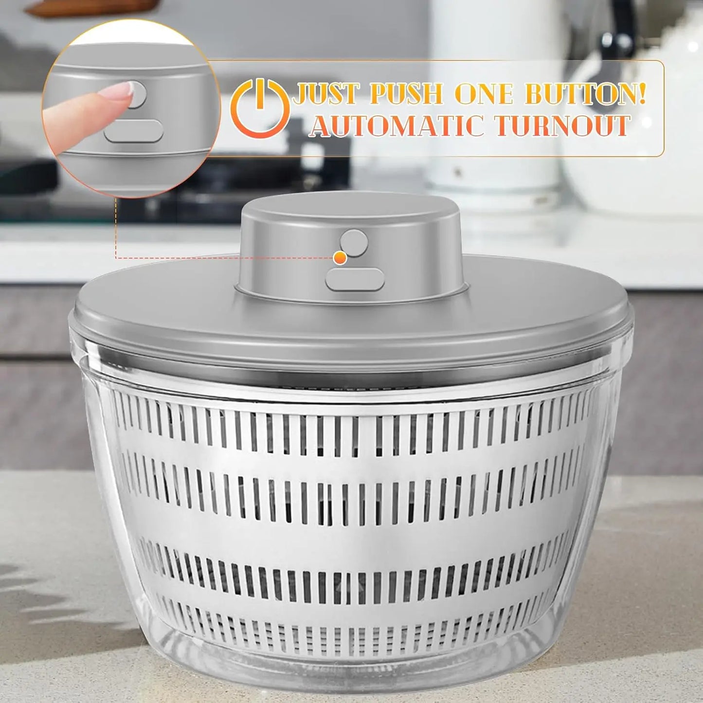 4L USB Rechargeable Electric Salad Spinner and Veggie Dryer