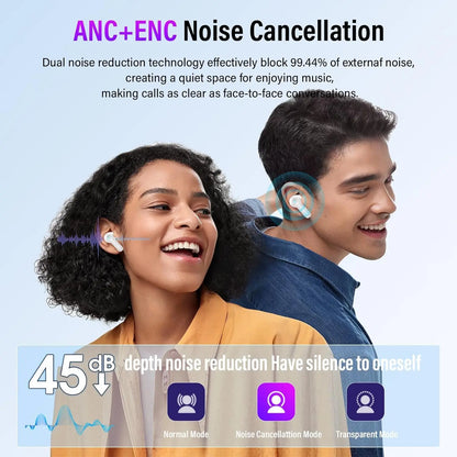 Smart Display Wireless Earbuds — 45dB ANC, Bluetooth 5.4, 48H Battery, IPX7