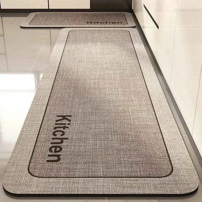 Kitchen Carpet Non-slip Waterproof Oil-proof PVC Leather Floor Mat Minimalist Gray White Letter Long Size Home Decoration Rugs