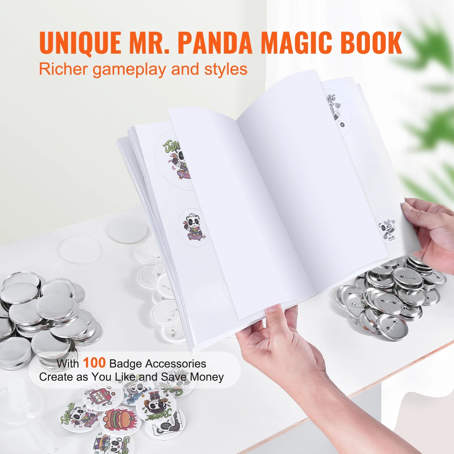 Button Maker 25/32/58 Pin Maker with Button Parts Ergonomic Arc Handle Punch Press Kit Button Maker Machine