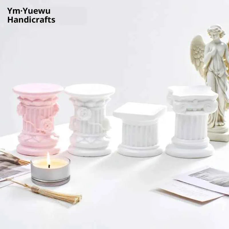 Charming Home Decor: Indoor Greek Column Roman Pillar Figurine & Candlestick Stand for Dining Room and Garden Scenery