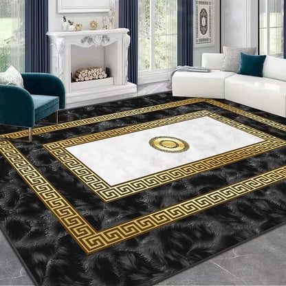 Light Luxury Rugs for Bedroom Anti-slip Bedside Rug Large Area Living Room Decoration Soft Carpet Washable Cloakroom Floor Mat