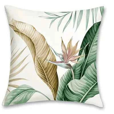 Tropical leaf pattern pillowcase, sofa bedroom cushion cover, single-sided printing, without pillow core