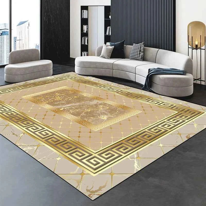 Modern Golden Luxury Carpet Large Living Room Decoration Home Rugs Non-slip Bedroom Mat Customizable Coffee Table Lounge Rugs