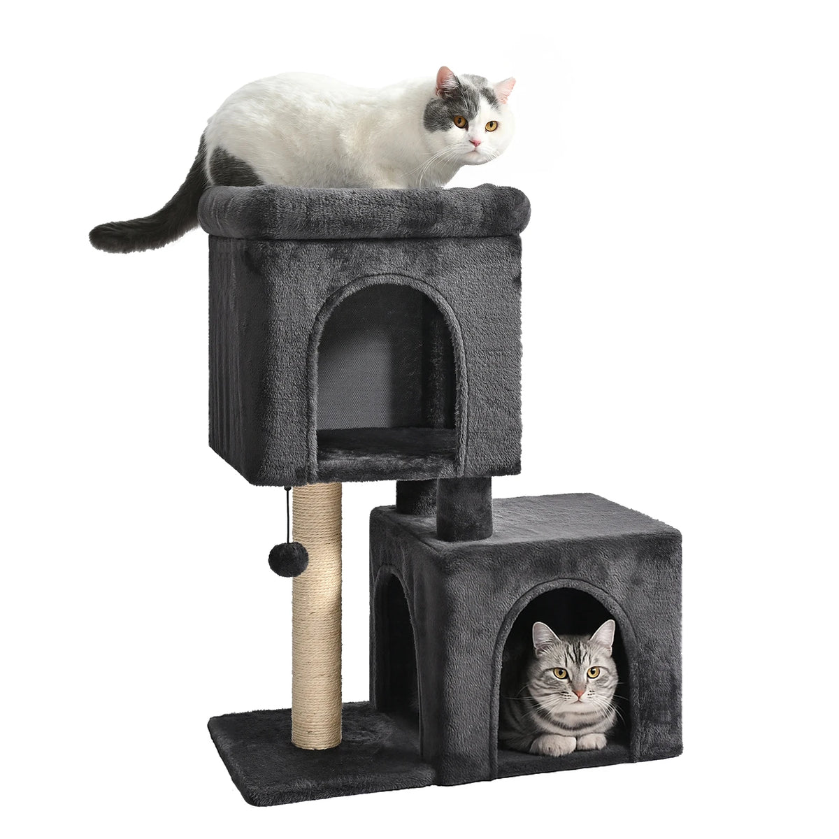 30-Inch Cat Tree with Condos & Sisal Scratching Post