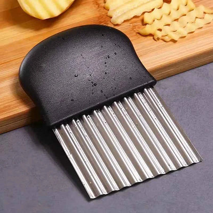 Stainless Steel Potato Chip Slicer Dough Vegetable Fruit Crinkle Wavy Kitchen Knife Cutter Chopper French Fry Maker Tools Gadget