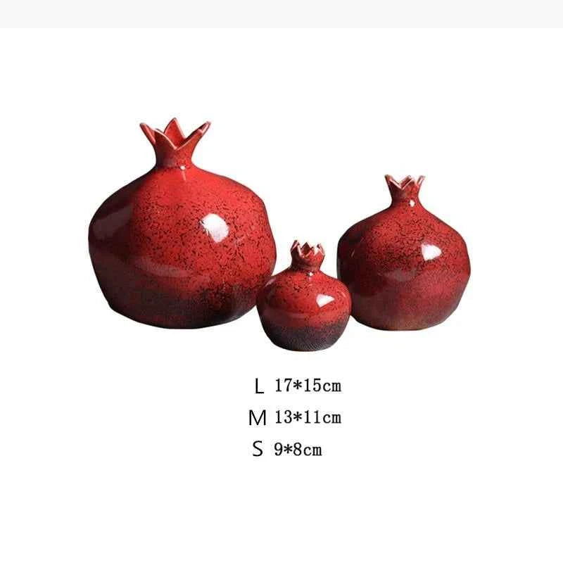 Creativity Ceramic Vase Red Pomegranate Flower Arrangement Accessories Flower Vase Decorative Ornaments Modern Home Decoration