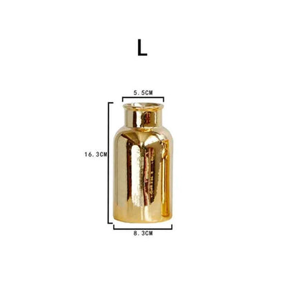 Simple European Style Gold Silver Bright Surface Ceramic Desktop Vase Flower Insert Nordic Style Home Decoration