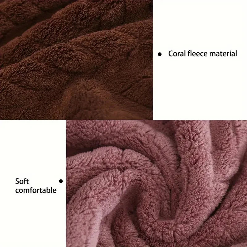 Thick Coral Velvet Bath & Beach Towel, Soft Absorbent