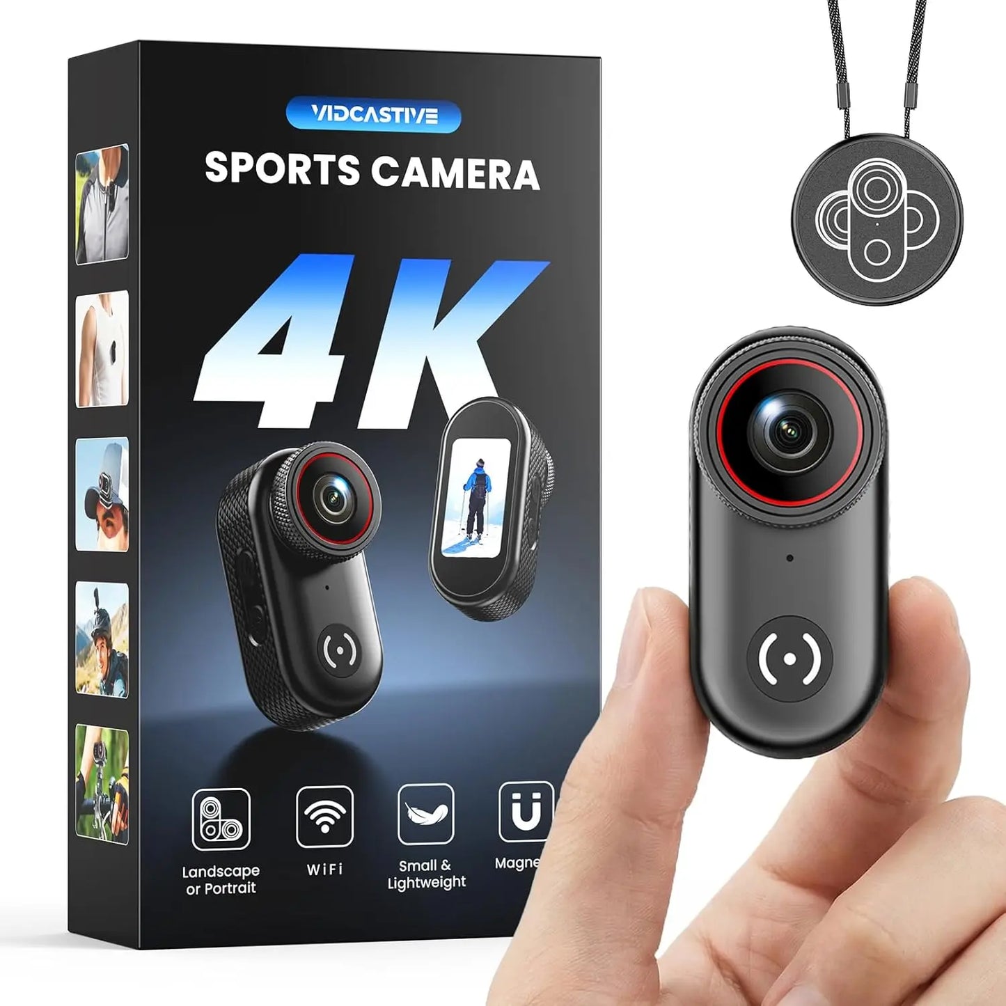 4K POV Body Camera – 1.47" Display, 150-Min Battery, WiFi, 64GB | Wearable Action Cam