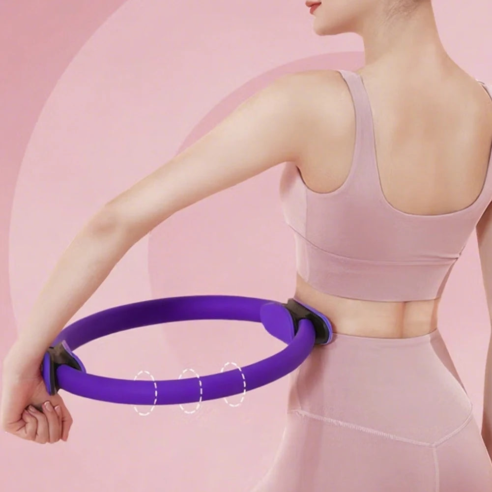 Pilates Ring Fitness Ring with Non Slip Handles for Core Workout (Purple)