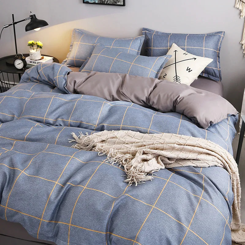 Daisy Print Washed Cotton Duvet Cover Set, King