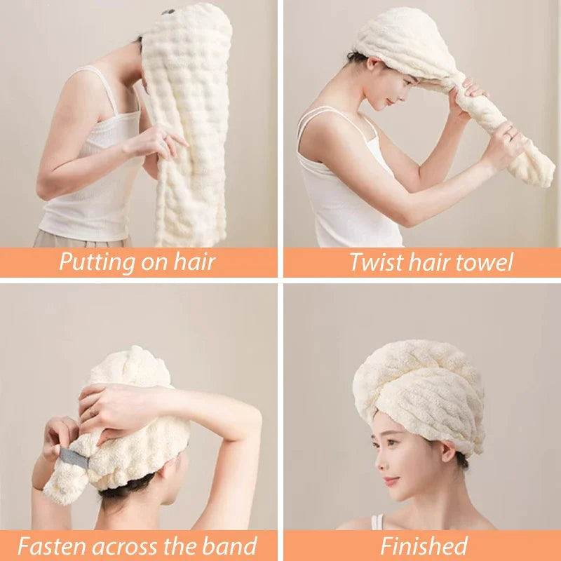 1PC Microfiber Quick Dry Hair Wrap Bonnet Super Absorbent Soft Hair Towel