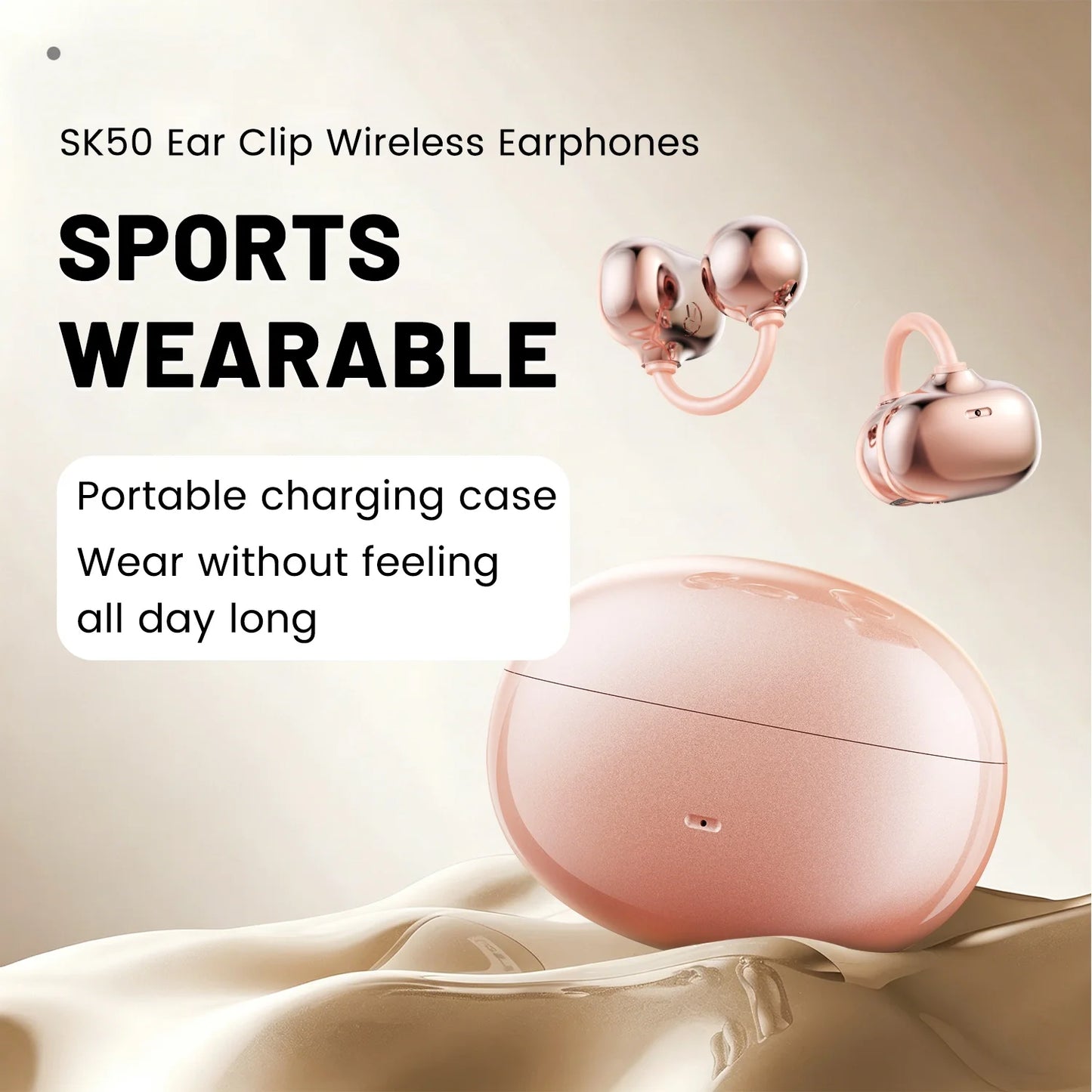 SK50 Open Ear Clip Headphones – Bluetooth 6.0, HiFi Sound, 36H Playtime, Built-in Mic