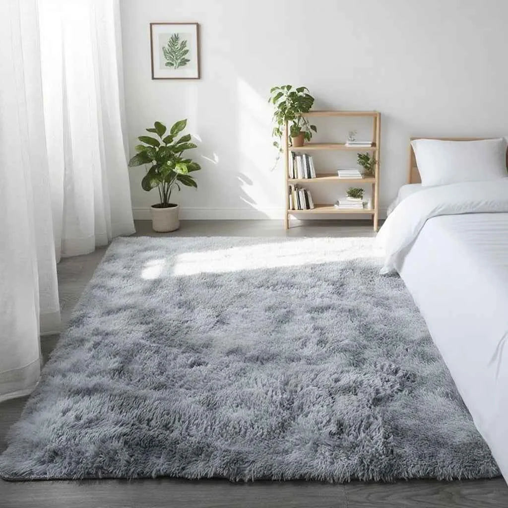 Shaggy Area Gray Rug For Living Room Super Soft Long Pile Bedroom Carpet Non-Slip Children's Home Decor Fluffy Bedside Floor Mat