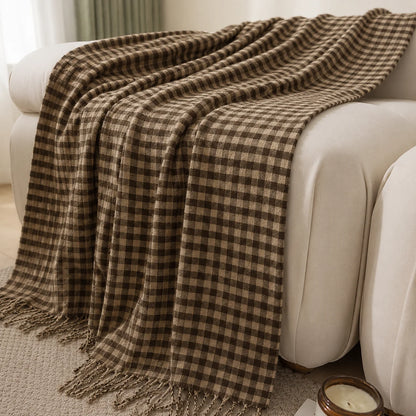 Burnt Orange Herringbone Knit Throw Blanket