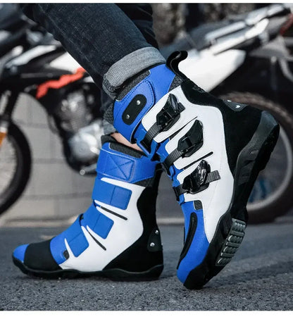 New Waterproof Men's Dirt Bike Shoes Men's Motorcycle Boots New Comfortable Leather Protective Boots Anti-slip Wear-resistant