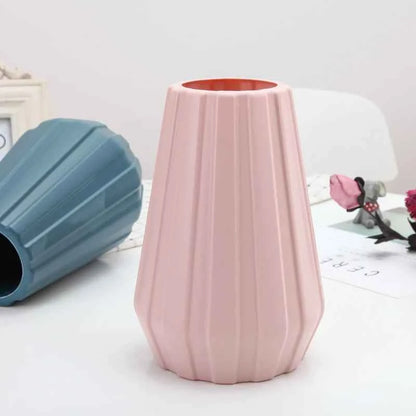 Creative Fashion Flower Vase Imitation Ceramic Plastic Flower Pot Nordic Style Modern Flower Arrangement Container Home Ornament
