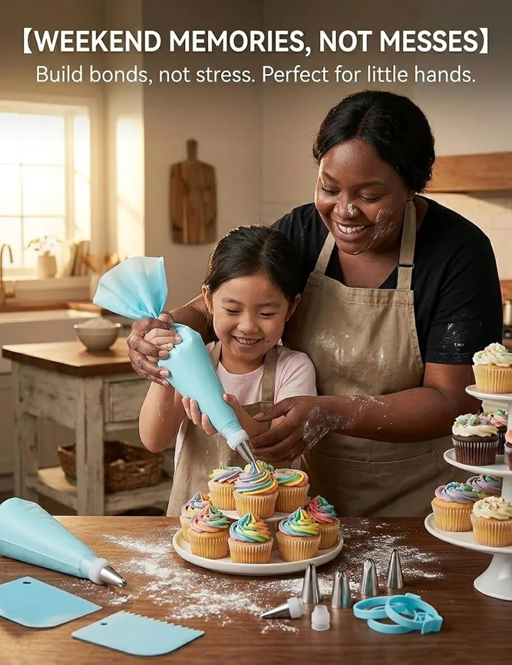 21-Piece Cake Decorating Kit | Reusable Silicone Piping Bags & Tips Set