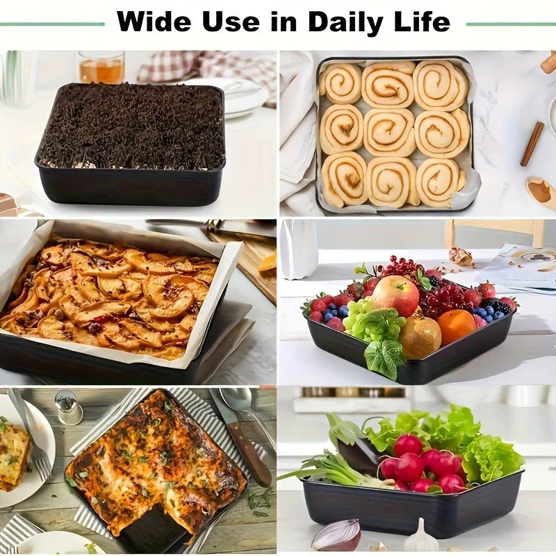 3Pcs Carbon Steel Baking Pan Non-Stick Cookie Cake Sheet for Bread Pastries Pie Crusts Home Easy Clean Oven Accessories