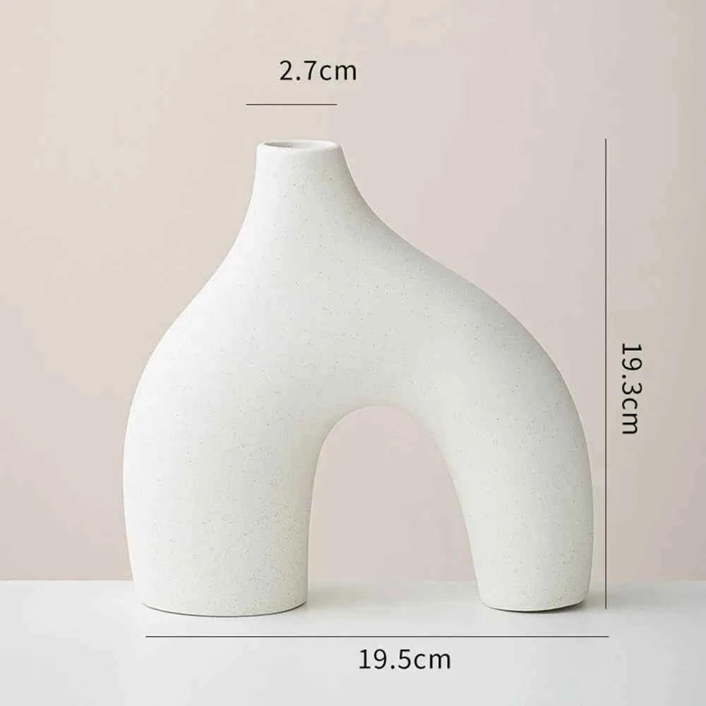 White Vase Home Decor Set of 3 Modern Vase for Table Decor, Nordic Flower Ceramic Vases for Bookshelf,  Entry Way, Dining Desk