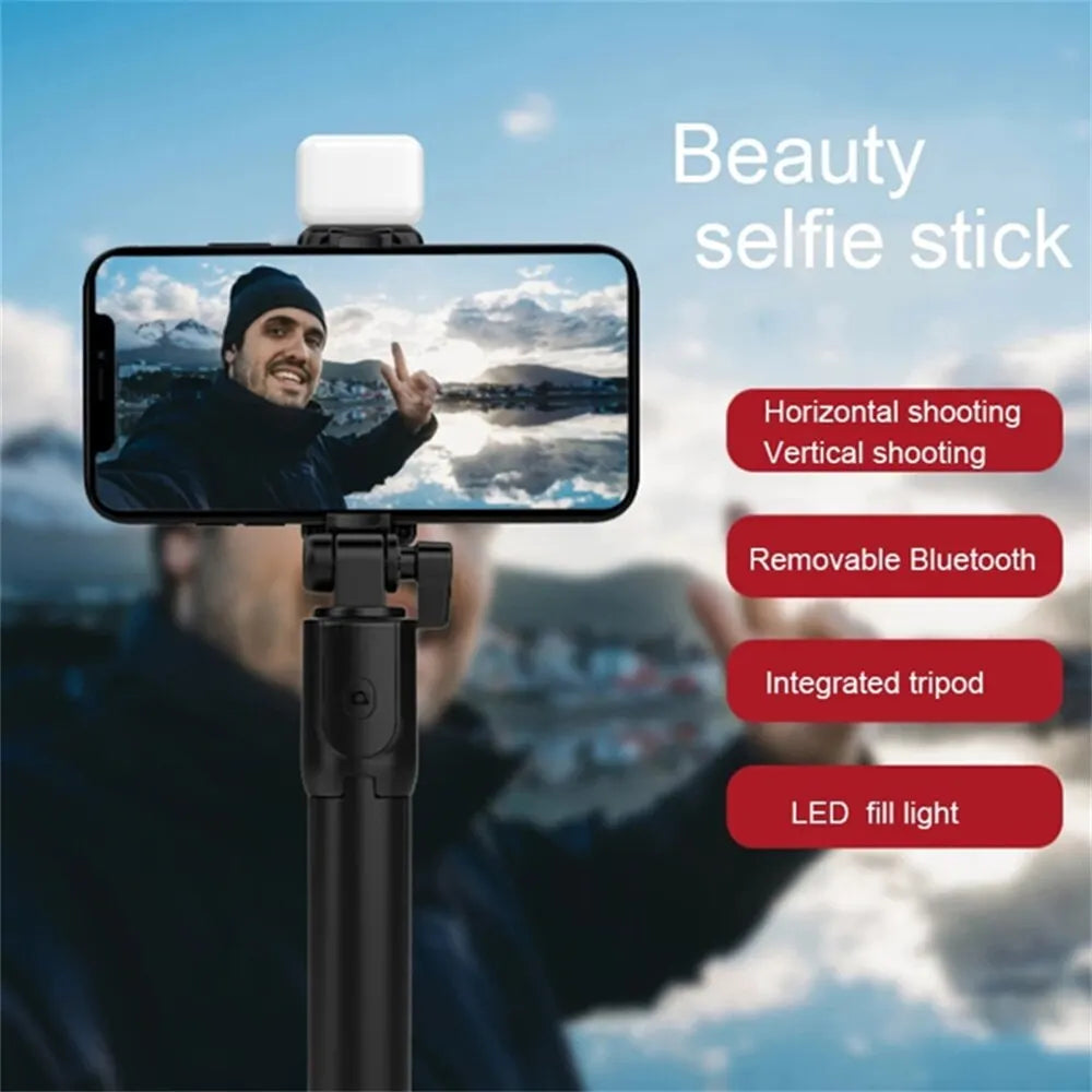 Portable Selfie Stick Tripod – Bluetooth Remote, Beauty Fill Light, 30" Extendable, Universal
