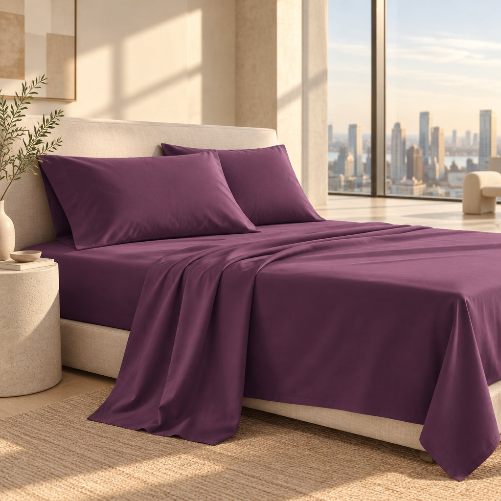 Solid Color Cotton Flat Sheet | Multiple Sizes