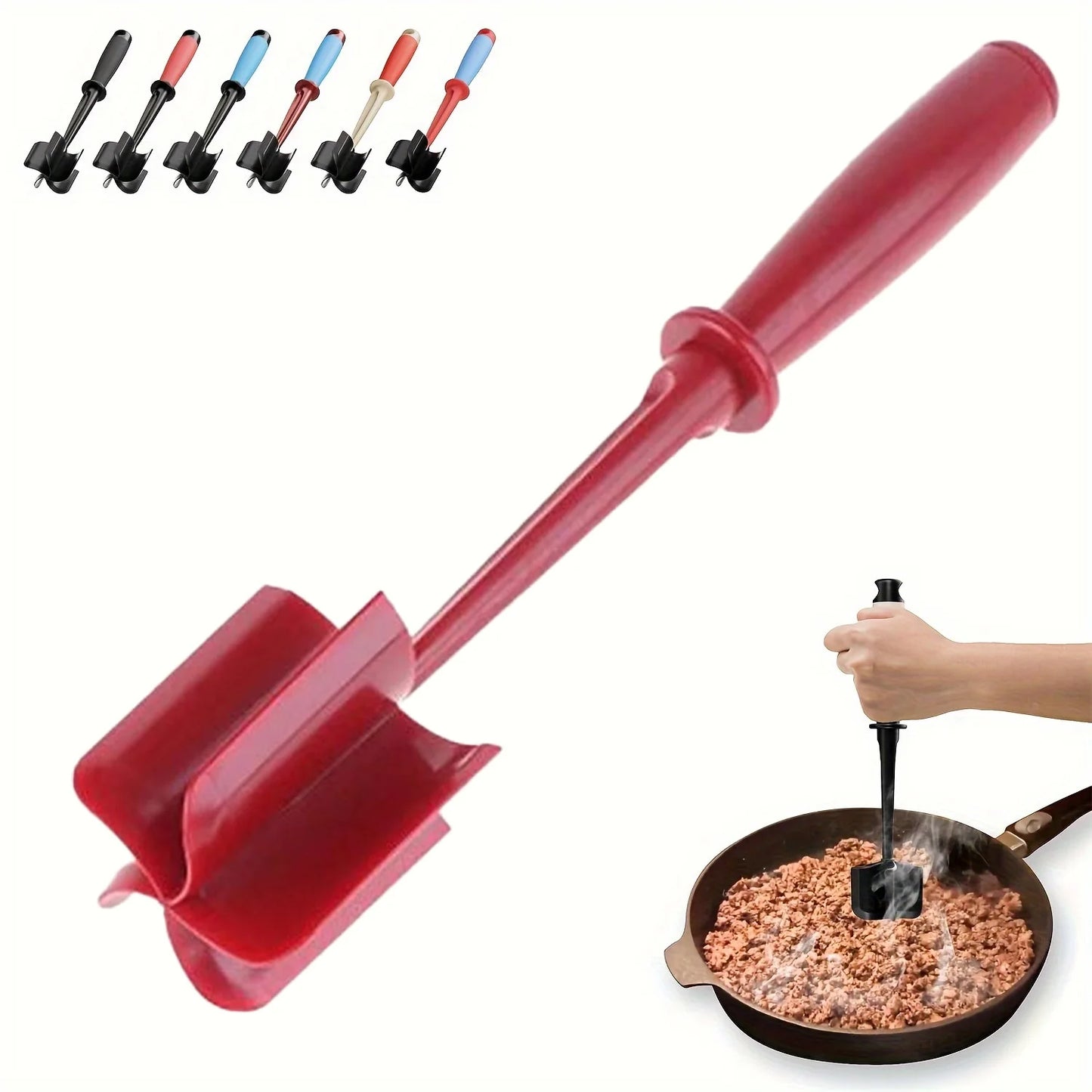 5-Blade Meat Chopper & Masher – Heavy Duty Non-Stick Ground Meat Tool for Burgers & Hash Browns