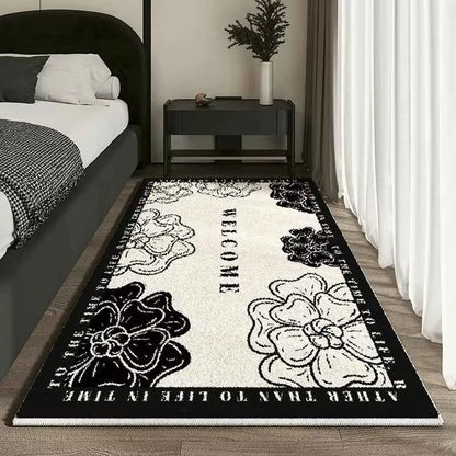 VIKAMA French Short Plush Bedside Rug Light Luxury High Sense of Waterproof Floor Cushion Bedroom Living Room Carpet Home Decor