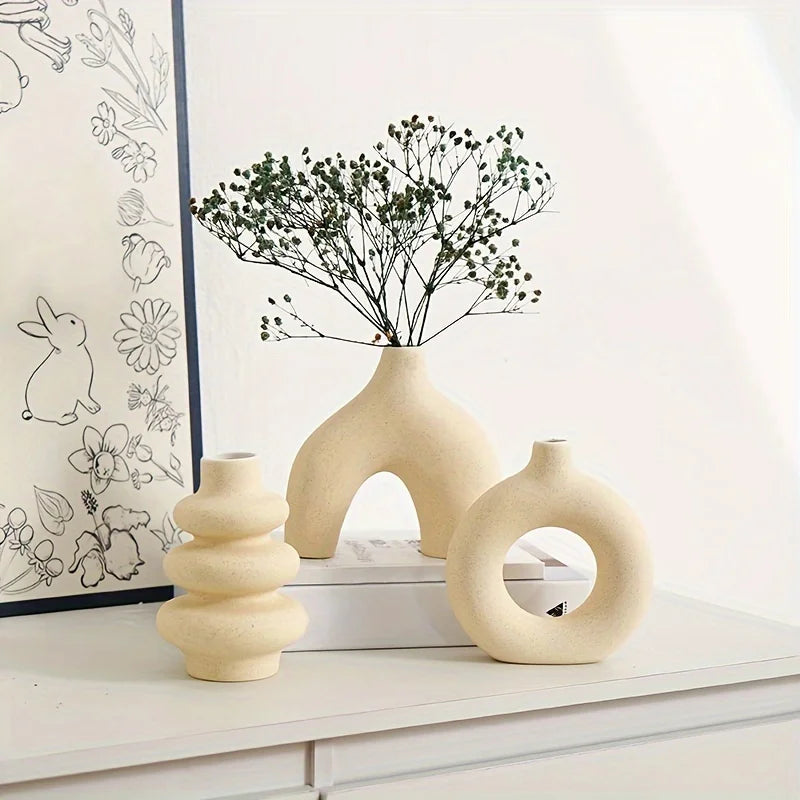 Bohemian ceramic vase set, decorative vase ornaments, wedding living room, bedroom, coffee shop, dining table decoration gifts